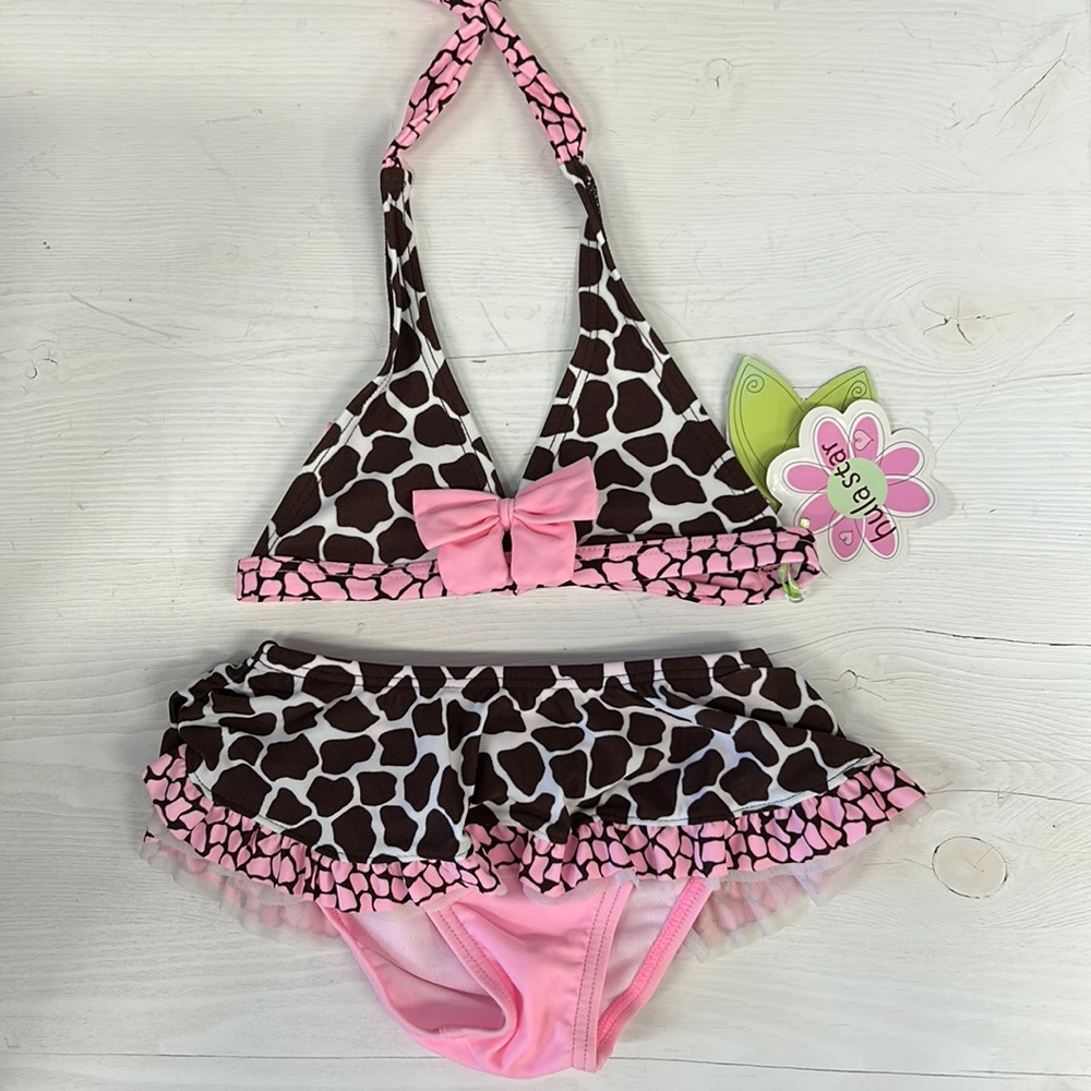 NWT Hula Star Leopard Pattern Triangle Bikini Kids